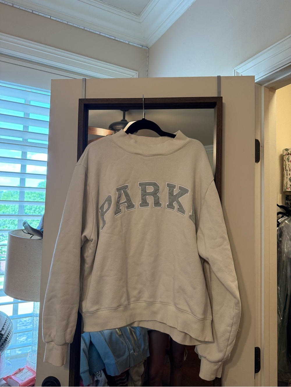Beige 'PARKE' Graphic Crewneck Sweatshirt - Women (L/XL)